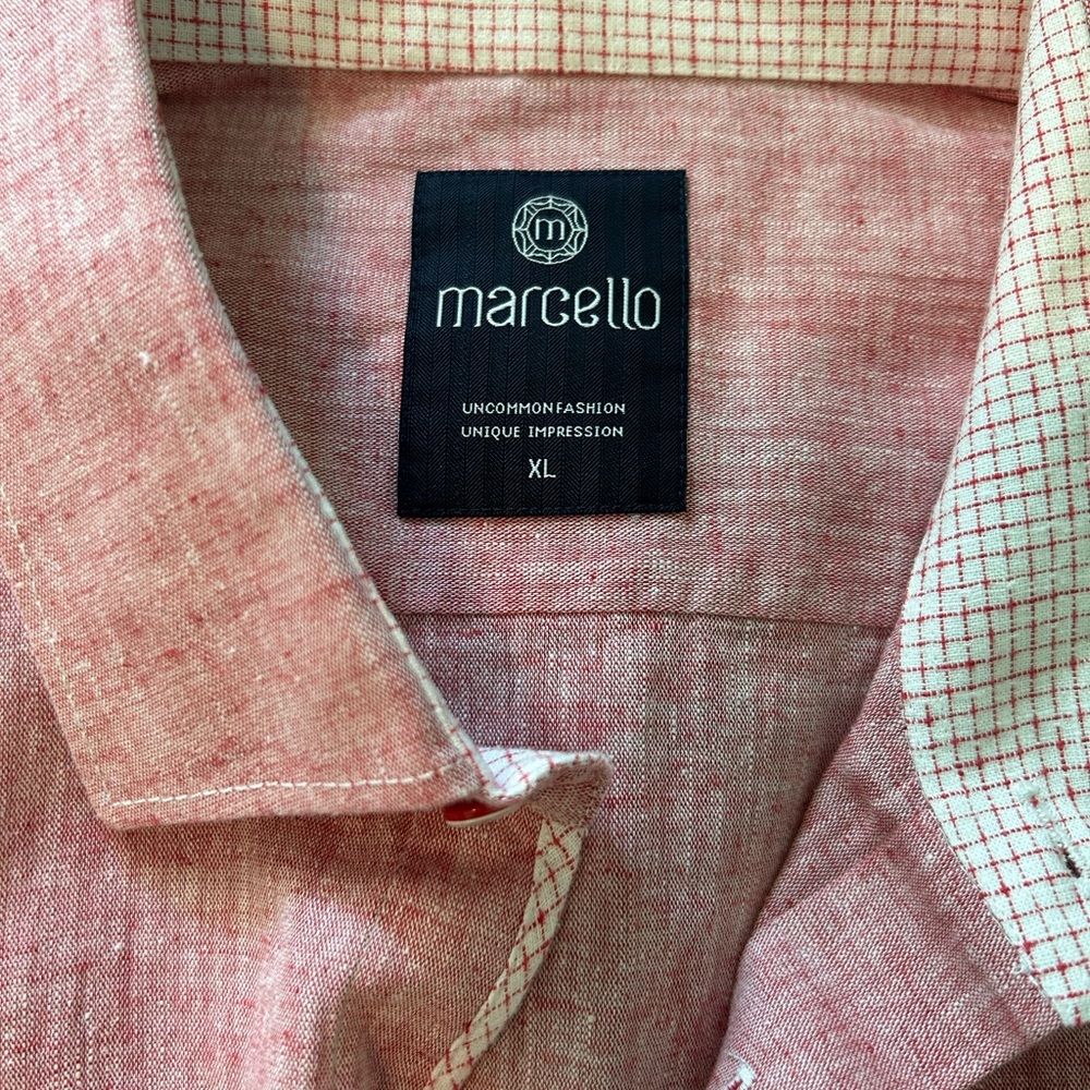 Men's Marcello Red Linen Button Up Shirt